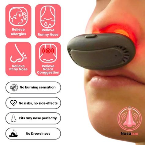 🔴 Discover the Power of Red Light Therapy for Your Nasal Health! 🔴 Red light therapy, initially developed by NASA for healing in space, has amazing benefits for your nasal health. Here’s how it can help you breathe easier and feel better: 1. Relieves Sinus Congestion Red light therapy helps reduce inflammation and swelling in your nasal passages, providing relief from sinus congestion. Say goodbye to stuffy noses and hello to clear breathing! 2. Eases Allergy Symptoms Whether it's pollen, ... How To Heal Nasal Congestion, Headcold Remedies Nasal Congestion, Relieve Sinus Congestion, Narcan Nasal Spray, Steam Inhalation Nasal Congestion, Itchy Nose, Remedy For Sinus Congestion, Home Remedies For Sinus, Saline Nasal Spray