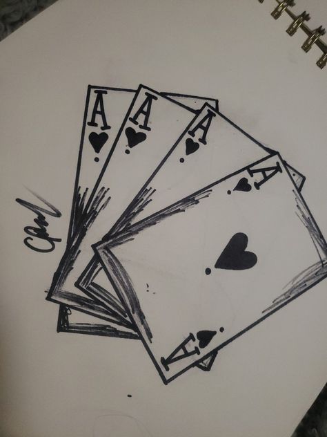 King Of Hearts Card Aesthetic, Queen Of Hearts Card Drawing, Ace Of Hearts Drawing, Playing Cards Sketch, Card Deck Drawing, Ace Card Drawing, Playing Card Drawing Ideas, Deck Of Cards Drawing, Playing Cards Drawing