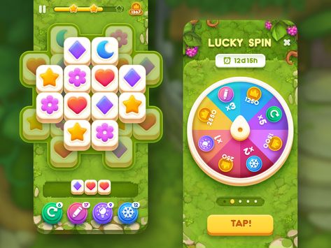 Triple Match Game by NestStrix on Dribbble Puzzle Game Ui, Casual Game Art, Mobile Game Development, Tiles Game, Spring Games, Match 3 Games, Game Gui, Mini Game, Match Game