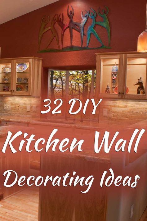 32 DIY Kitchen Wall Decorating Ideas. Article by HomeDecorBliss.com #HDB #HomeDecorBliss #homedecor #homedecorideas Decorative Kitchen Wall Ideas, Diy Kitchen Artwork, Large Wall Art For Kitchen, Decorate Kitchen Wall, Kitchen Decor Wall Art Creative Diy, Kitchen Artwork Ideas Wall Hangings, How To Decorate Kitchen Walls, Kitchen Wall Decor Ideas Simple Modern, Diy Kitchen Wall Art