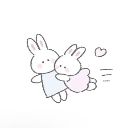 Cat And Rabbit Drawing, Bunny And Cat, Cat And Rabbit, Doodles Cute, Little Drawings, Rabbit Drawing, Stickers Cute, Cute Little Drawings, Cute Doodles