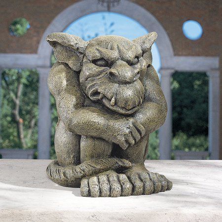 Detest the Rest Gargoyle Statue, Gray Furrowed Brow, Gargoyle Statue, Gargoyles Art, Gothic Gargoyles, Character Design Challenge, Tree Statues, Marble Statues, Take A Hike, Tell The World