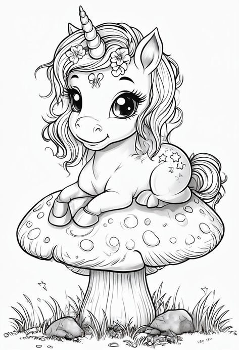 "Discover the magic with our charming black-and-white coloring drawing of a cute baby unicorn! Perfect for unicorn lovers and creative fun, this adorable design is waiting for your colorful touch. 🌈🦄 #ColoringPages #BabyUnicorn Baby Unicorn Drawing, Unicorn Pictures To Color, Unicorn Doodle, Unicorn Drawings, Diy Osterschmuck, Unicorn Drawing, Unicorn Pictures, Kids Printables, Coloring Drawing