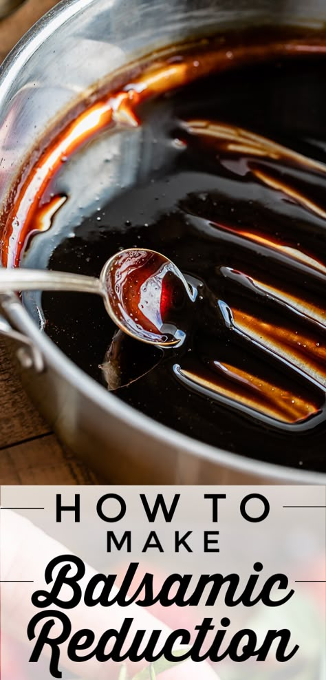 How To Make a Balsamic Reduction from The Food Charlatan. I will show you just how easy it is to make a balsamic reduction at home! It only requires one ingredient: balsamic vinegar. A syrupy balsamic reduction is one of my favorite superpower condiments to have on hand in my fridge. It's an easy way to take a regular meal or appetizer (or dessert!) from average to elegant! #recipe #easy #sauce #balsamic #glaze #reduction #howtomake #sweet #vinegar #uses #nosugar #salad dressing #diy #strawberry Fancy Grilled Cheese Sandwiches, Balsamic Reduction Sauce, Balsamic Reduction Recipe, Balsamic Glaze Recipes, Fancy Grilled Cheese, The Food Charlatan, Balsamic Recipe, Food Charlatan, Balsamic Reduction