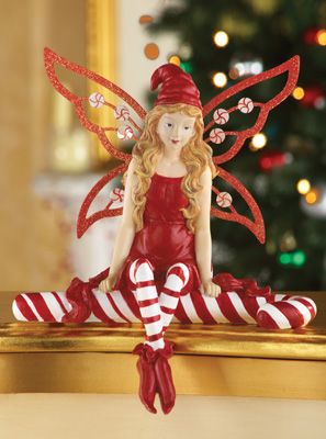 Candy Cane Christmas Angel Fairy Figurine Fancy Red Dress, Peppermint Candies, Peppermint Candy Cane, Metal Wings, Candy Cane Christmas, Fairy Figurines, Collections Etc, Christmas Fairy, Peppermint Candy