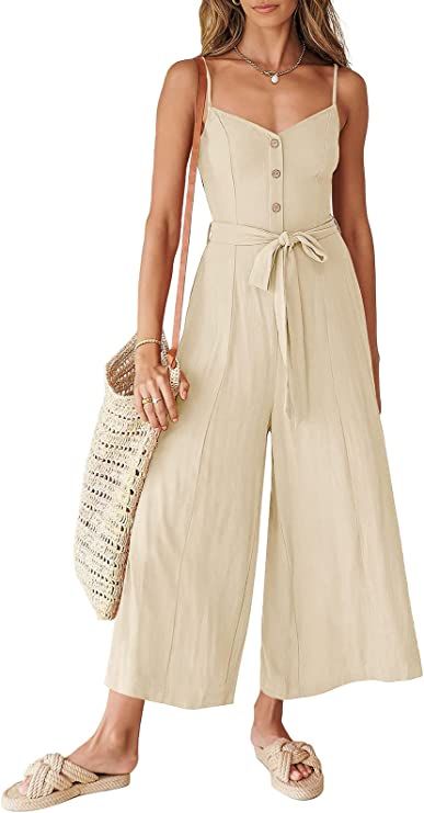 Beach Rompers, Beautiful Jumpsuits, Rompers Dressy, Spring Outfits Dresses, Linen Romper, Cute Spring Outfits, Linen Jumpsuit, One Piece Outfit, Wide Leg Jumpsuit