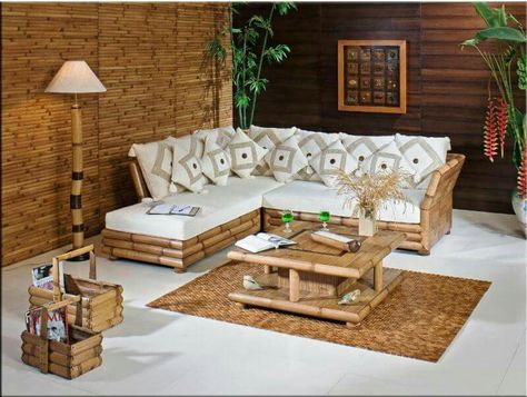 Bamboo Uses, Sala Set, Bamboo Furniture Diy, Bamboo Home Decor, Deco Spa, Bamboo Houses, Bamboo Furniture Design, Tawau, Bamboo Home