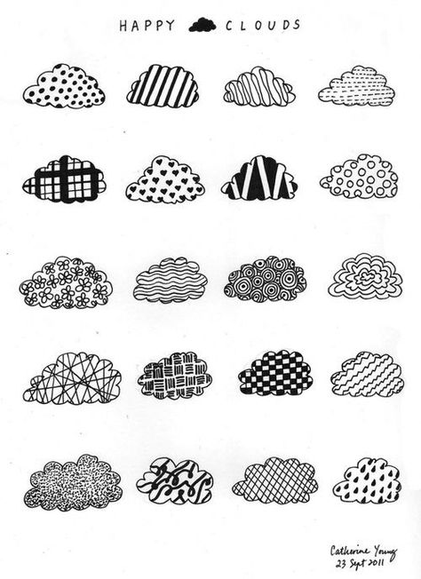 Cloud Sketch, Cloud Doodle, Doodle Challenge, Epoxy Ideas, Arte Doodle, Zentangle Tutorial, Pen Drawings, Bullet Planner, Tangle Doodle