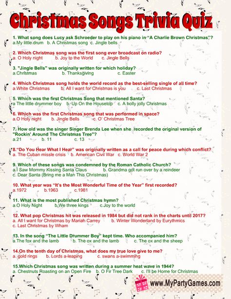 Christmas Carol Quiz Free Printable, Christmas Song Trivia With Answers, Christmas Music Quiz, Printable Christmas Quiz, Song Games, Christmas Quizzes, Christmas Trivia Quiz, Christmas Song Games, Christmas Jeopardy