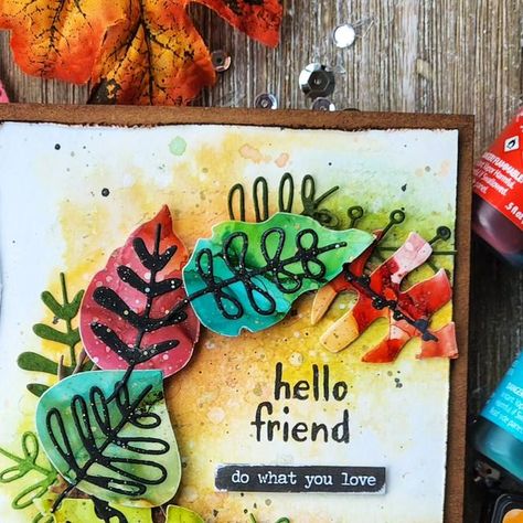 Kulbir Kirkland on Instagram: "What an awesome Sizzix Halloween live today...my head is exploding with ideas after seeing all the makers fabulous makes. I had so much fun making with these beautiful Artsy leaves all created with alcohol ink 🍁🍂❤️ @sizzix #sizzix @tim_holtz #sizzixhalloween @ranger_ink #papercrafting   #handmadecards  #cardmaking  #tim_holtz   #alchoholinkart  #cardsmakersofinstagram #card   #distressinkbackground #halloween2023 @grafixartsplastics #cardmaker #cardmakingideas  # Sizzix Artsy Leaves, Tim Holtz Funky Foliage Cards, Tim Holtz Halloween 2023, Fall Foilage, Sizzix Cards, Tim Holtz Crafts, Tim Holtz Dies, Autumn Cards, Cards Halloween