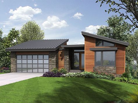 034H-0223: Modern Mountain House Plan Offers Walkout Basement Limestone House, Mid Century Modern House Plans, Modern Contemporary House Plans, Modern Mountain House, Contemporary Modern House, Basement House Plans, Mountain House Plans, Modern Style House Plans, Contemporary Style Homes