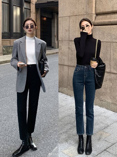 Korean Winter Work Outfits, Korean Fashion Women Casual Street Style, Japan Office Outfit, Casual Official Outfit For Women, Fall Outfits Korean Fashion, Japanese Street Style Women, Germany Style Outfits, Aesthetic Cold Outfits, Taiwan Winter Outfit