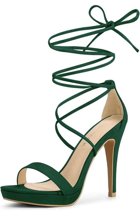 Delicate Heels, Gentle Feminine, Strappy Block Heel Sandals, Ankle Strap Chunky Heels, Evening Heels, Strappy Block Heels, Ankle Sandals, Green Heels, Year 6