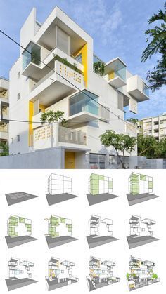 Apartment Building Architecture, Cantilever Architecture, Residential Architecture Facades, Residential Architecture Apartment, Architecture Concept Diagram, Architecture Design Sketch, Architecture Concept, Architecture Concept Drawings, Apartment Architecture