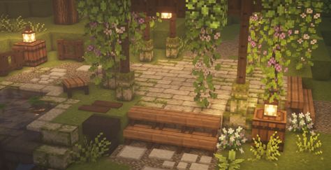 Cottagecore Path Minecraft, Cottagecore Staircase, Minecraft Bee Enclosure, Minecraft Path, Minecraft Staircase, Minecraft Cottagecore, Minecraft Bee, Cottagecore Minecraft, Mc Builds