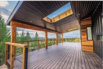 Skylight Porch Roof, Covered Porch Skylights, Deck Roof With Skylights, Covered Deck With Skylights, Patio Roof With Skylights, Metal Roof With Skylight, Outdoor Deck Roof Ideas, Covered Rooftop Deck, Covered Patio With Skylights