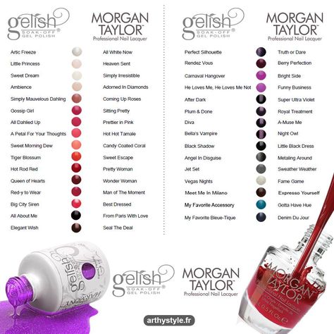 MATCHING MORGAN TAYLOR POLISH AND GELISH GEL POLISH Gelish Nail Colours, Gelish Colours, Morgan Taylor Nail Polish, Gel Manicure Colors, Nail Picking, Arm Bracelets Upper, Morgan Taylor, Gelish Nails, New Nail Polish