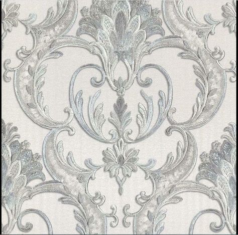 Grey Damask Wallpaper, Luxurious Wallpaper, Wallpaper Textured, Stylish Wallpaper, Silver Wallpaper, Floral Damask, Diy Wallpaper, Damask Wallpaper, Glitter Wallpaper