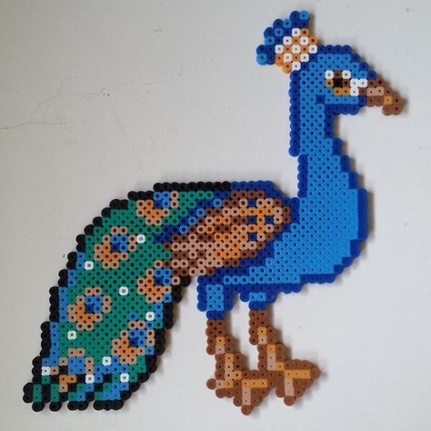 Peacock Perler Beads by Joanne Schiavoni Peacock Perler Beads Pattern, Peacock Perler Beads, Perler Bead Animals, Perler Creations, Pixel Beads, Melty Bead Patterns, Easy Perler Beads Ideas, Fuse Bead Patterns, Pony Bead Patterns