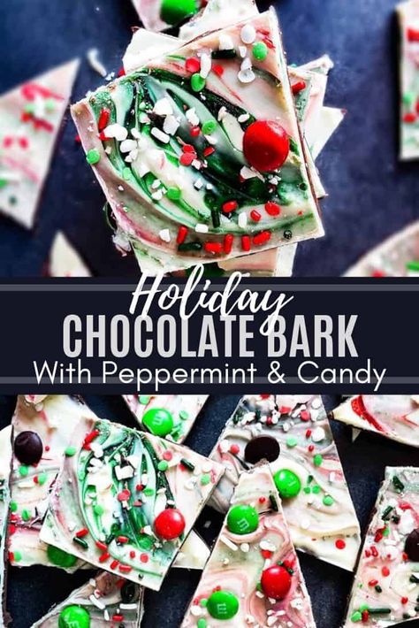 The perfect Christmas Chocolate Bark for a treat of a holiday gift. Loaded with two types of chocolate, peppermint and candy make this bark perfectly sweet and indulgent. Christmas Chocolate Bark Recipes, Christmas Chocolate Bark, Homemade Chocolate Bark, Chocolate Bark Christmas, Christmas Bark Recipes, Butter Cake Cookies, Christmas Bark, Xmas Candy, White Chocolate Bark