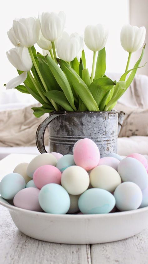 My Rustic Farmhouse Simple Easter Decor, Rustic Easter Decor, Easter Blessings, Easter Parade, Easter Inspiration, White Tulips, Easter Time, Spring Easter Decor, Easter Brunch