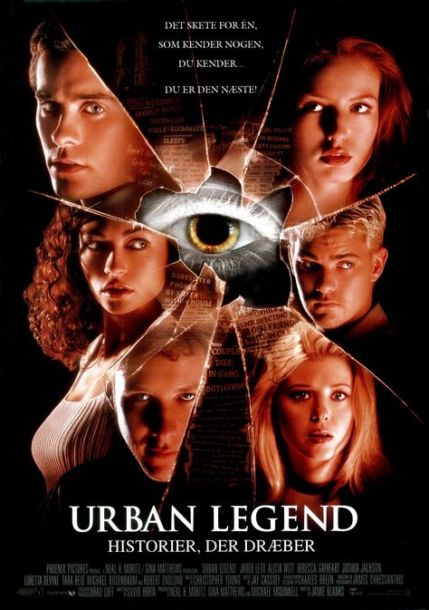 URBAN LEGEND (1998) Urban Legend Movie, Urban Legend 1998, Posters Decor, Robert Englund, Mark Strong, Urban Legend, Slasher Film, Slasher Movies, Danny Devito