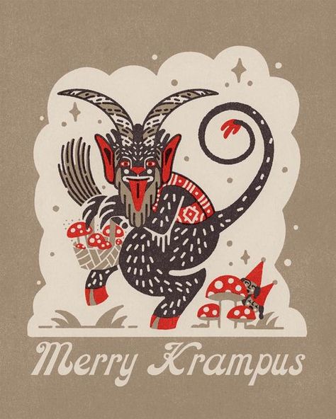 Cute Christmas Art Aesthetic, Krumpas Christmas, Yule Symbols, Krampus Aesthetic, Cryptid Christmas, Krampus Crafts, Krampus Drawing, Krampus Themed Christmas, Krampus Decorations