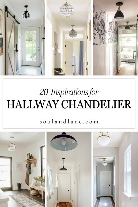 Create luminary paths within your home with innovative hallway chandelier ideas designed to provide a welcoming glow. Vintage-inspired chandeliers with Edison bulbs can add a warm, nostalgic feel to your corridors, perfect for homes with rustic or industrial decor. For a minimalist approach, a series of small, simple chandeliers spaced evenly along the hallway can offer a clean, understated elegance. Art deco chandeliers with bold shapes and metallic finishes make a striking statement, ideal for Farmhouse Stairway Lighting, Small Entryway Chandelier, Entry Hallway Lighting, Small Chandelier Entryway, Entryway Chandelier Foyers, Entryway Lighting Ideas, Small Foyer Lighting, Hallway Lighting Ideas, Hallway Pendant Lighting