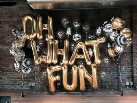 Oh how fun indeed! Loved creating this #balloon #backdrop for our friends at… Panda Stuff, Balloon Letters, Sports Banquet, Pool Wedding, Special Events Decor, Oh What Fun, Release Party, בר מצווה, 60th Birthday Party