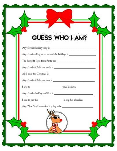 Guess who I am Game by 31 Flavors of Design | TPT Christmas Eve Games, Fun Holiday Games, Christmas Gift Games, Christmas Party Activities, Xmas Games, Eve Game, Fun Christmas Party Games, Fun Christmas Games, Christmas Gift Exchange