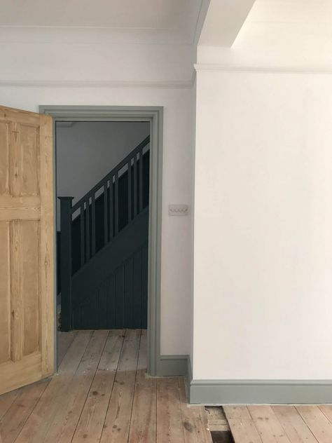 Weeks five and six: Our house renovation – Apartment Apothecary Coloured Skirting Boards, 1930s House Interior, 1930s House Renovation, Period Home, 1930s House, Dado Rail, Skirting Boards, Spare Bedroom, House Renovation