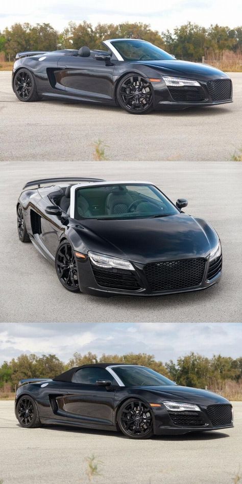 Audi R8 Convertible Black, Automotive Wallpaper, Black Exterior Paint, Audi R8 Convertible, Audi R8 V10 Spyder, Audi Sports Car, Audi Cabriolet, R8 Spyder, Audi R8 V10 Plus