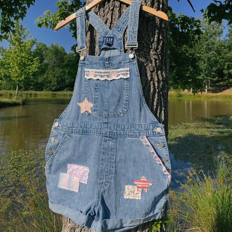 Vintage upcycled Gap overalls🌸💖🌈 - Depop Patchwork Overalls, Pig Pen, Concert Outfits, French Girls, Upcycled Vintage, Concert Outfit, Diy Clothes, Gap, Overalls