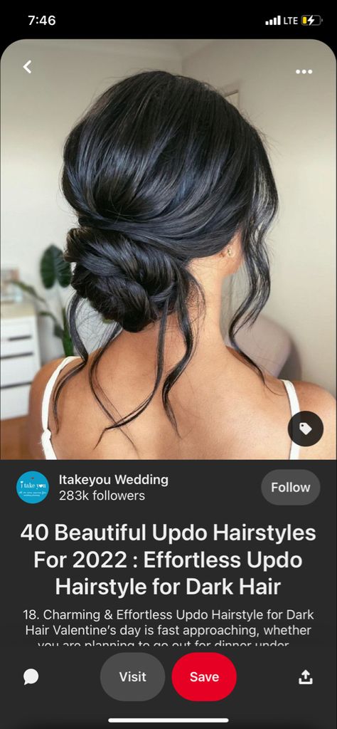 Medium Length Dark Brown Wedding Hair, Wedding Guest Hairstyles For Dark Hair, Bridesmaid Updo Black Hair, Wedding Guest Hairstyles Black Hair, Bridesmaid Hair Dark Brown, Guess Wedding Hairstyles, Black Tie Bridesmaid Hair, Bridal Updo Black Hair, Bridal Updo Dark Brown Hair