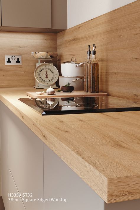 H3359 ST32 - 38mm Postformed Worktop Kitchen With Wood Worktop, Oak Top Kitchen, Grey Kitchen Wood Worktop, Kitchen With Wooden Worktop, Egger Kitchen Design, Oak Worktop Kitchen, Kitchen Wood Worktop, Egger Kitchen, Wood Worktop Kitchen