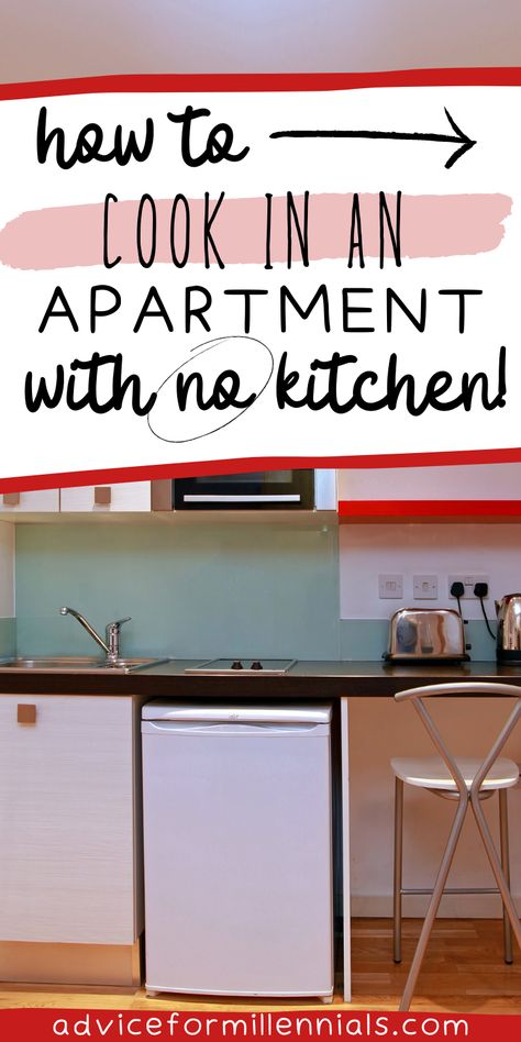 how to cook in an apartment with no kitchen Studio Apartment Without Kitchen, Studio Apartment No Kitchen, No Kitchen Apartment Ideas, Mini Studio Apartment Small Spaces, Decorate A Studio Apartment, Kitchen Apartment Ideas, Studio Apartment Kitchen, Old Stables, Small Kitchenette