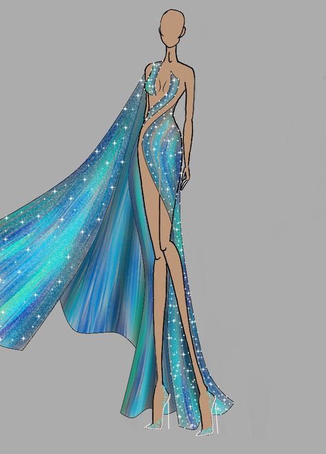 Aurora Borealis Dress, Dress Illustration, Design Moda, Theme Dress, National Costume, Dress Design Sketches, Fashion Illustration Dresses, Project Runway, Pageant Gowns