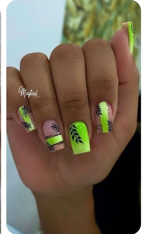 Fabulous Nails Designs, Multicolor Nail Art Designs, Neon Manicure, Bold Nail Art, Neon Acrylic Nails, Neon Nail Designs, Neon Green Nails, Art Deco Nails, Pink Gel