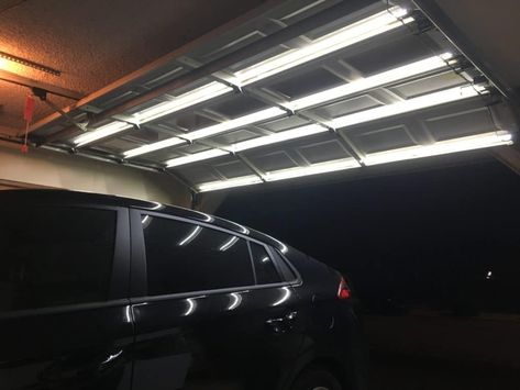 Garage Door Lighting, Garage Door Lights, Door Lighting, Single Car Garage, Garage Transformation, Garage Heater, Fluorescent Tube Light, Sectional Garage Doors, Concrete Patio Designs