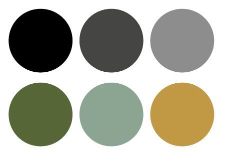 Color palette: black, grays, green, sage, and gold. I want this for the living room with teal accents. Black Grey Living Room, Gold Living Room Decor, Box Room, Black Color Palette, Spring Palette, Gold Color Palettes, Gold Living Room, Annual Reports, Palette Inspiration