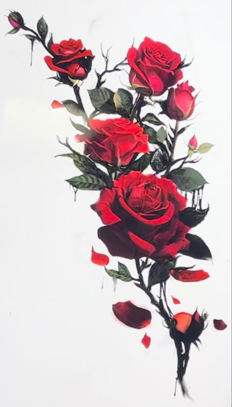 Roses vines thorns dark dripping venom Roses And Poppies Tattoo, Red Roses Drawing, Red Roses Tattoo, Rose And Thorns, Eevee Wallpaper, Blood Tattoo, Thorn Tattoo, Viking Tattoo Symbol, Romantic Tattoo