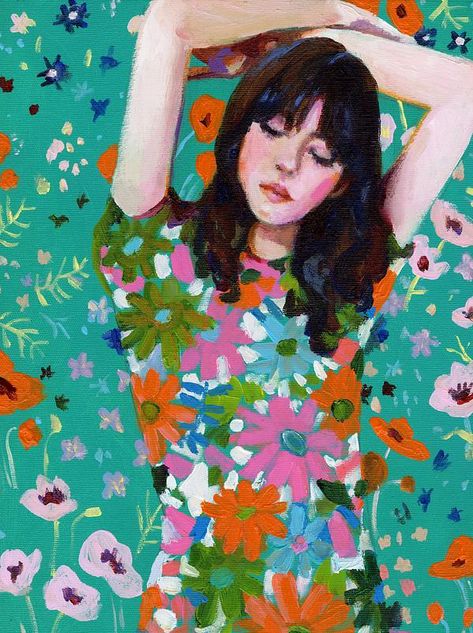 the woman on green at ArtfullyWalls, #woman #green #floral #pattern # portrait #girl #orange #pink #homeinspiration #styleithappy #homedetails #dreamhome #housegoals #interiorlovers #designinspo #decorinspo #interiordecor #interiordesign #artfullywalls #gallerywall #gallerywalldecor #gallerywallinspo #artprints #stellarspaces #homeinspiration #rockininteriors #sorealhomes #interiorlovers #interiorstyling #styleithappy #artfullywalls #gallerywall #gallerywallinspo#affordableartprints Floral Portrait, Artfully Walls, Canvas Art Projects, Abstract Face Art, Artist Wall, Deco Boheme, Abstract Drawings, Ethereal Art, Painting Photos