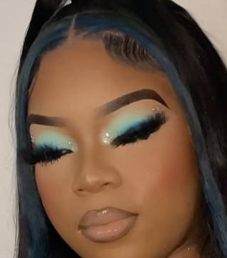 Aqua Blue Makeup Look, Mint Green Makeup Looks Black Women, Turquoise Prom Makeup, Turquoise Makeup Looks Black Women, Teal Makeup Looks For Brown Eyes, Teal Makeup Looks Black Women, Aqua Eyeshadow Looks, Mint Makeup Looks, Mint Green Makeup Looks