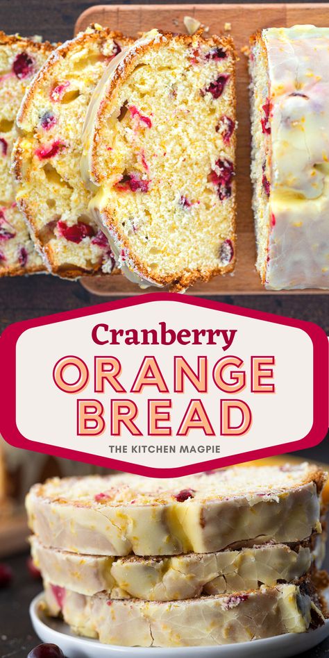 This decadent cranberry orange baked is baked up and drizzled with a fabulous orange icing glaze for the perfect sweet treat! Orange Bread Recipe, Orange Bread, Cranberry Orange Bread, Cranberry Bread, Orange Glaze, Cranberry Recipes, Bread Recipes Sweet, Cranberry Orange, Fresh Cranberries