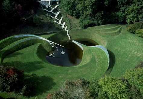 Charles Jencks, Garden Of Cosmic Speculation, Kempinski Hotel, Concrete Staircase, Creative Landscape, Most Beautiful Gardens, Coal Mining, Public Spaces, Garden Inspired