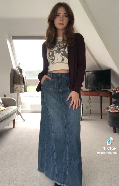 [PaidLink] 28 Long Denim Skirt Outfit Hacks To Learn More #longdenimskirtoutfit Long Skirt Outfits Disney, Long Denim Skirt Grunge, Long Denim Skirt Outfit Grunge, Outfits With Denim Maxi Skirt, Mid Size Long Skirt, Denim Maxi Skirts Outfit, 70s Denim Skirt Outfit, Jean Maxi Skirt Outfit Summer, Maxi Demin Skirt Outfits