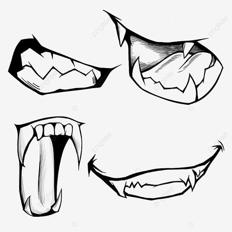 Angry Teeth Drawing, Anime Sharp Teeth Smile, Anime Fang Mouth Reference, Gritted Teeth Reference, How To Draw Teeth Anime, Confused Mouth Drawing, Big Teeth Drawing, Smile With Sharp Teeth Drawing, Sharp Teeth Mouth Drawing