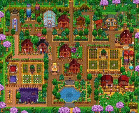 Stardew Valley Farm, Stardew Farms, Stardew Valley Layout, Stardew Valley Tips, Stardew Valley Farms, Farm Plans, Farm Layout, Forest Hill, Farm Design