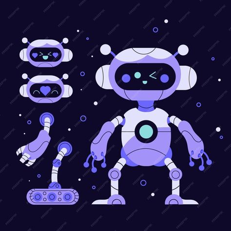 Premium Vector | Robot character constructor set illustration Robot Graphic Design, Robot Illustration Design, Robot Vector Art, Robot Vector Illustration, Robot Graphic, Vector Robot, Edit Design, Robot Cartoon, Stock Portfolio