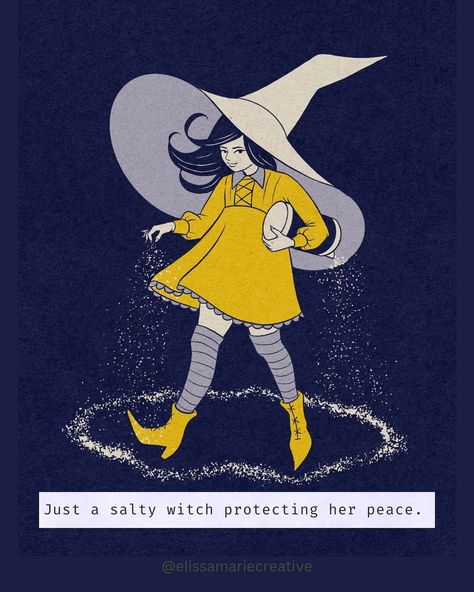 ELISSA MARIE | Whimsical Illustrator Witch | Which applies to you? Or do they all? 🧂 #saltywitch #witchyart #witchyartist #carouselpost #witchartwork #witchymeme… | Instagram Salt For Protection, Casting A Circle, Morton Salt Girl, Ink Therapy, Morton Salt, Shop Art Prints, Vintage Kitsch, Witch Art, Witchy Woman